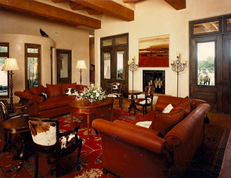 Annie O Carroll Interior Design, Red Leather Living Room
